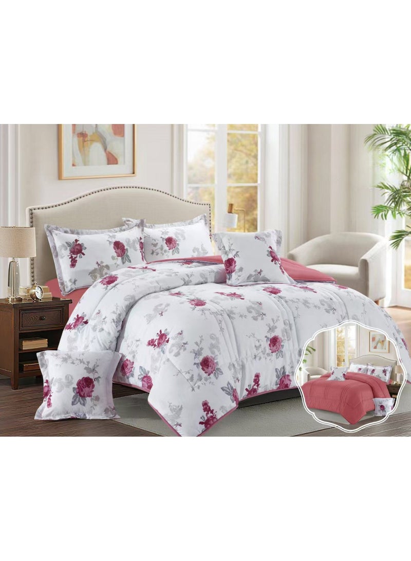 بلو سكاي مفرش سرير نفرين فخم من المايكروفايبر 100% ، غطاء سرير ، قابل للإستخدام على الوجهين، طقم مفارش بحشوة   ، طقم نوم يتكون من 6 قطع ( مفرش بحشوة + واقي مرتبة مطاط + واقي مخدة + كيس مخدة + وسادة مربعة + كيس للوسادة المربعة  ) مقاس المفرش 240X260 سم ومقاس واقي المرتبة 200x200 سم ( اللون نفس الصورة) - Image 1